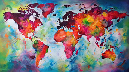 world map watercolor - by generative ai