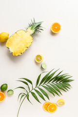 tropical fruits on neutral background 