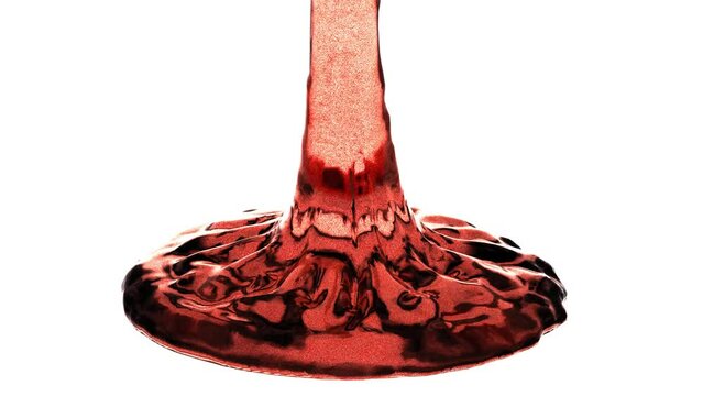 3d video illustration of viscous maple syrup or of honey pooling on a surface. 