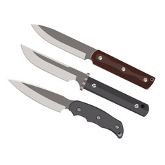 Vector illustration of various kitchen knife. Different models of knife tools for cookung and butchering