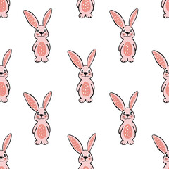 Pattern of cute pink rabbit 