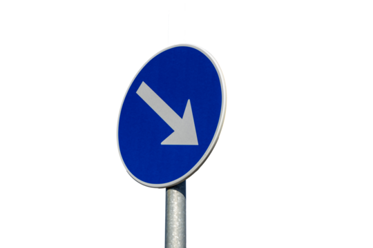 Traffic sign with an arrow pointing down