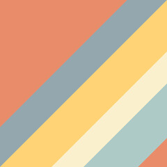 Simple retro style design with blue, yellow, beige, turquoise colors diagonal stripes decoration on pink background - 595090009