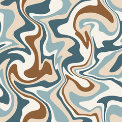 Abstract weaves seamless vector pattern. 60’s, 70’s style hippie background with waves, psychedelic groovy texture. Perfect for textile, wallpaper or print design.