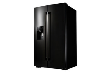 black refrigerator, transparent background, ultra sharp, Generative AI