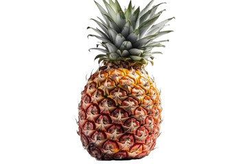 Pineapple fruit isolated on transparent background. Generative AI