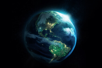 Planet Earth, view from space. AI generated.