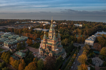 Fototapeta premium Panorama of St. Petersburg from a drone