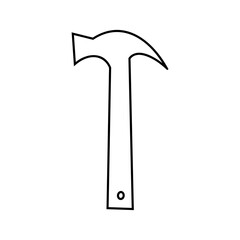 hammer contour doodle, hand drawing sketch on white background. Tools for repair collection