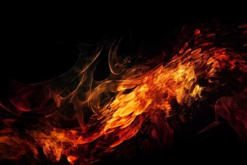 Abstract fire flames on black background, generative ai