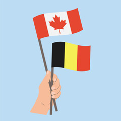 Flags of Canada and Belgium, Hand Holding flags