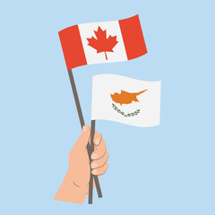 Flags of Canada and Cyprus, Hand Holding flags