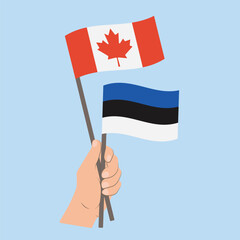 Flags of Canada and Estonia, Hand Holding flags