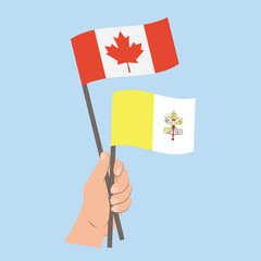 Flags of Canada and Vatican City, Hand Holding flags