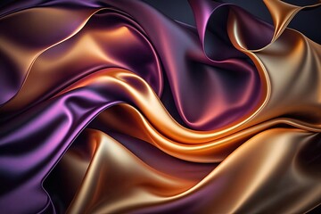Fototapeta na wymiar A close up of a purple and gold fabric created with Generative AI technology