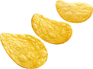 Natural potato chips isolated on white background