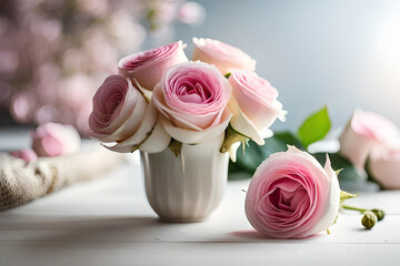 ROMANTIC PINK ROSES FOR A MESSAGE