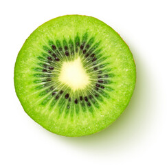 Fototapeta na wymiar Slice of kiwi isolated, top view, flat lay