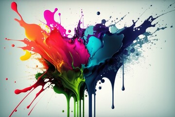 Fototapeta premium A colorful splash of paint on a white background, generative ai