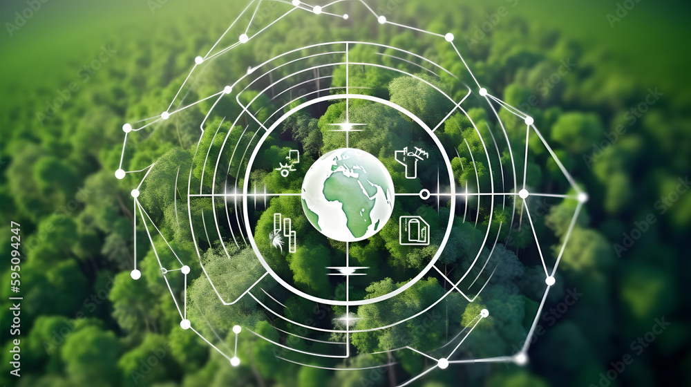 Aufkleber environmental technology concept. sustainable esg modernization development by using technology of r