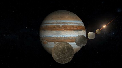 view of planet jupiter with Galilean satellites  © SN
