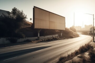Naklejka na ściany i meble A blank billboard is shown on a road generative ai