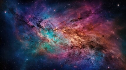 Naklejka na ściany i meble A colorful galaxy with a blue and pink background generative ai