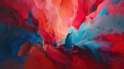 A colorful painting of red and blue paint