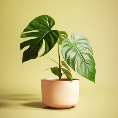 Fototapeta na wymiar A plant with a large leaf in a pot