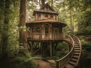A tree house in the forest