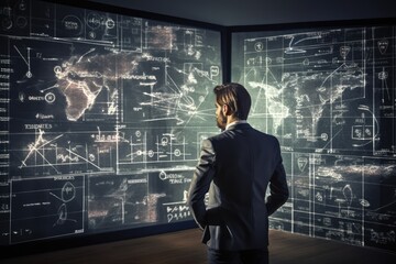 Businessman analyzes unstable market business