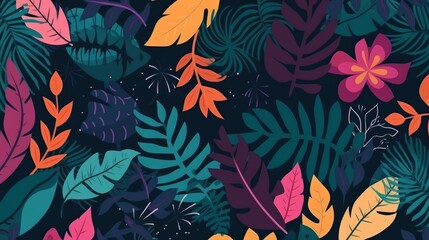 Flat tropical leaves background