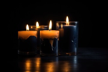 Illuminated candlelight on dark backdrop