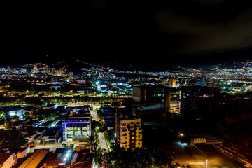 Fototapeta na wymiar Panoramic night view of Medellin, Colombia