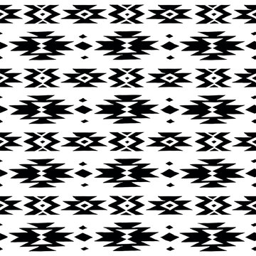 ethnic woven design seamless pattern, traditional ornament, handdrawn vector illustration, black on white background