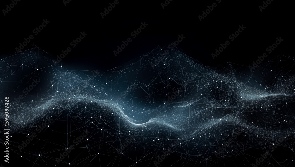 Wall mural a futuristic network background with light dots on it. generative ai.