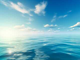 Obraz premium An ocean filled with clouds and sunlit, sparkling water reflections. Generative Ai. 