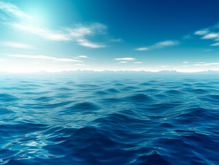 Fototapeta premium An ocean filled with clouds and sunlit, sparkling water reflections. Generative Ai. 