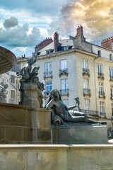 Nantes, beautiful city in France, the fountain place Royale