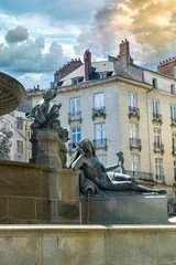 Afwasbaar behang Historisch monument Nantes, beautiful city in France, the fountain place Royale