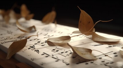 Music notes on stave, musical background concept generative ai