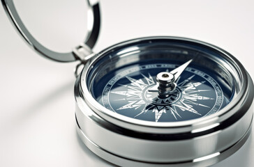 A compass over white background close-up view. Generative AI.