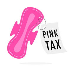 Pink tax concept illustration with sanitizer pink color flat style vector 10 eps