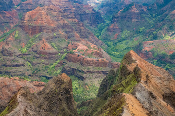 Waimea Canyon, also known as the Grand Canyon of the Pacific on the western side of Kauaʻi in the Hawaiian Islands, USA