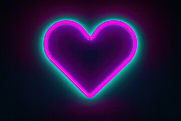 neon background, fluorescent heart, blank heart frame. Generative ai