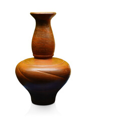 old brown clay terracotta master on white background, object, decor, modern, gift, water, keep, nature, copy space