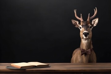 Deer In Educational Setting With Chalkboard Background Generative AI