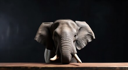 Elephant In Study Setting With Chalkboard And Copyspace Generative AI