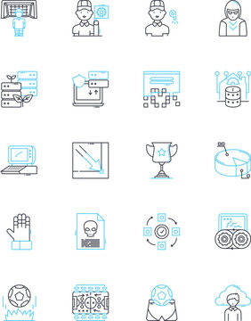 Data mining linear icons set. Clustering, Association, Regression, Classification, Outlier, Supervised, Unsupervised line vector and concept signs. Machine learning,Optimization,Neural nerks outline