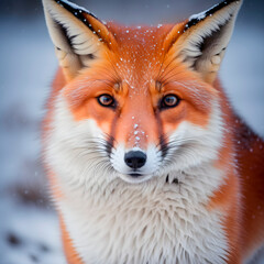 Fototapeta premium Red fox portrait. Winter time. Generative AI